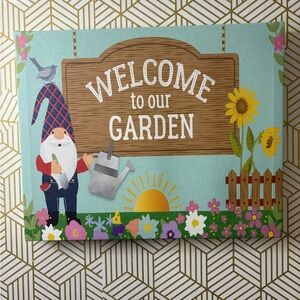 Wall Decor Gnome Garden Welcome Sign with wood frame 16X20